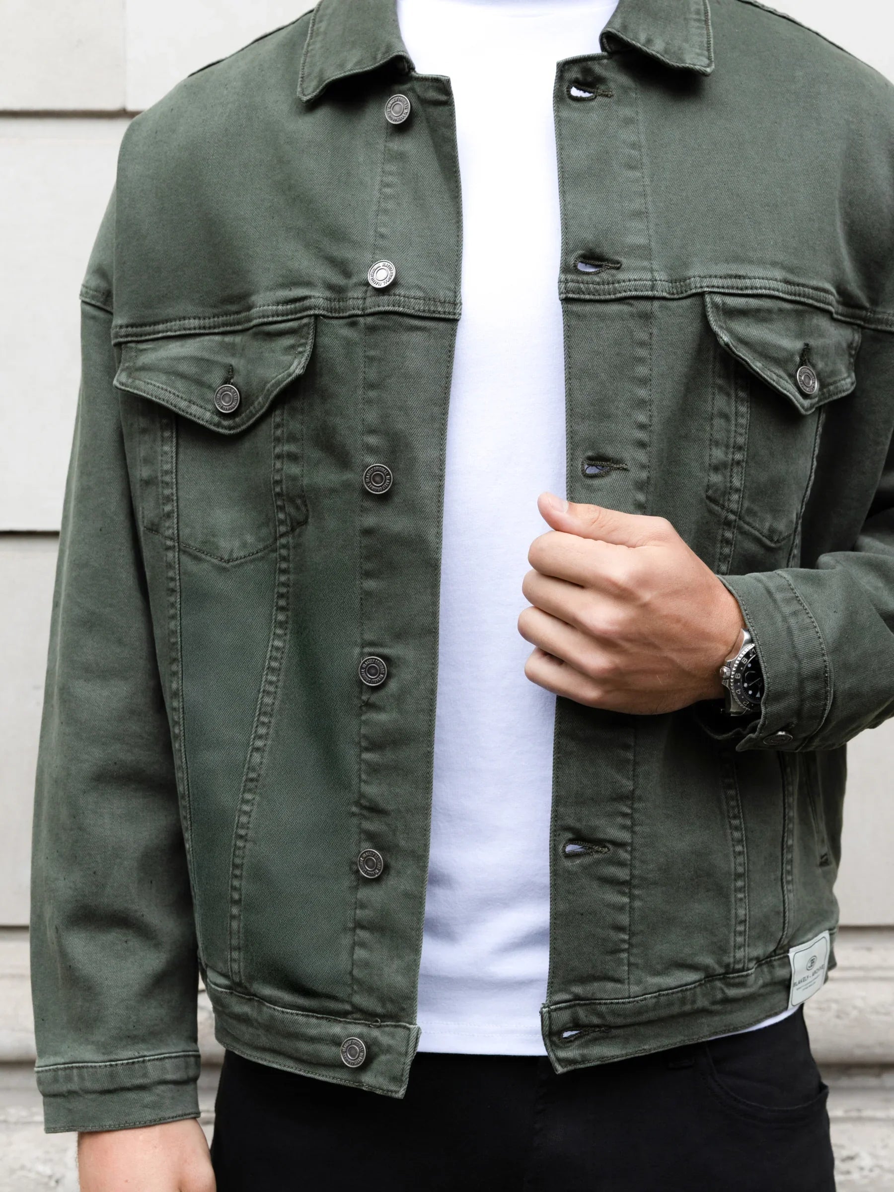 Blacktend Denim Trucker Jacket - Olive Green
