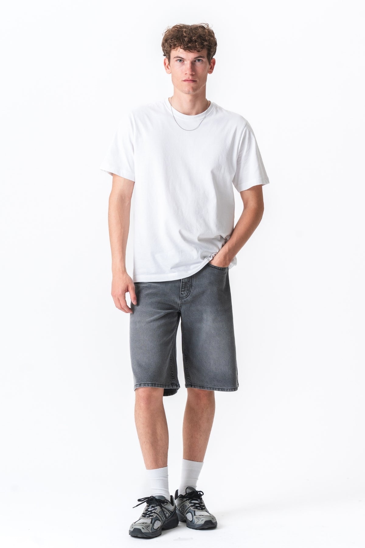 Denim Shorts Loose - Grey
