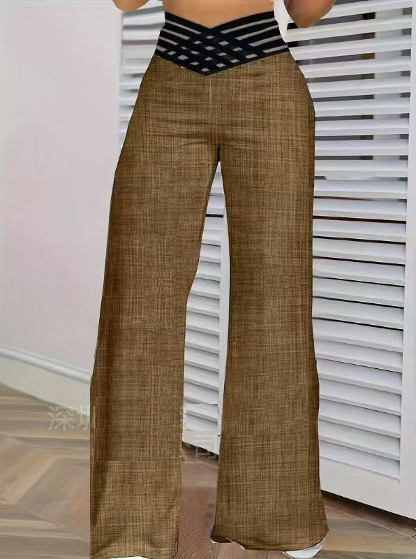 Y2K High-Waisted Wide-Leg Pants—Sexy Sheer Mesh Trousers with Crisscross Detail; Chic, Sassy, ​​Korean Streetwear-Style Flared Pants for Women.