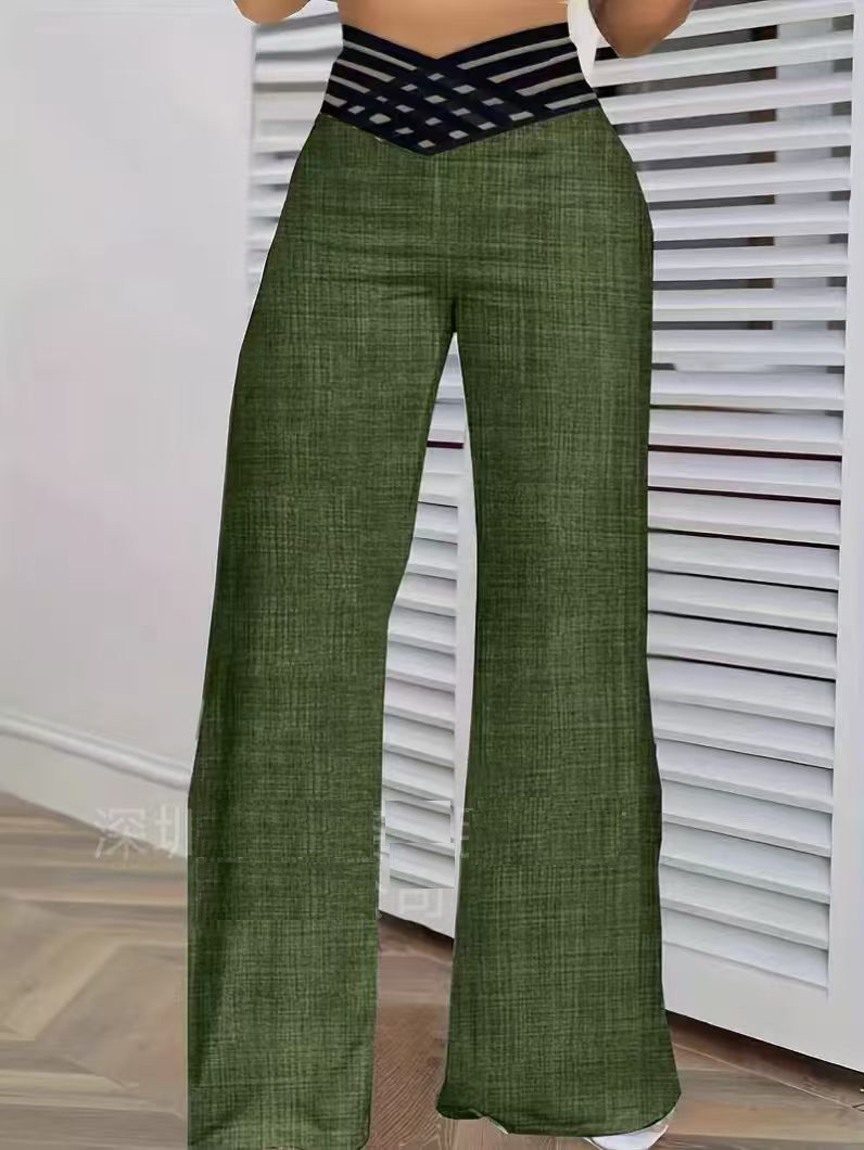 Y2K High-Waisted Wide-Leg Pants—Sexy Sheer Mesh Trousers with Crisscross Detail; Chic, Sassy, ​​Korean Streetwear-Style Flared Pants for Women.