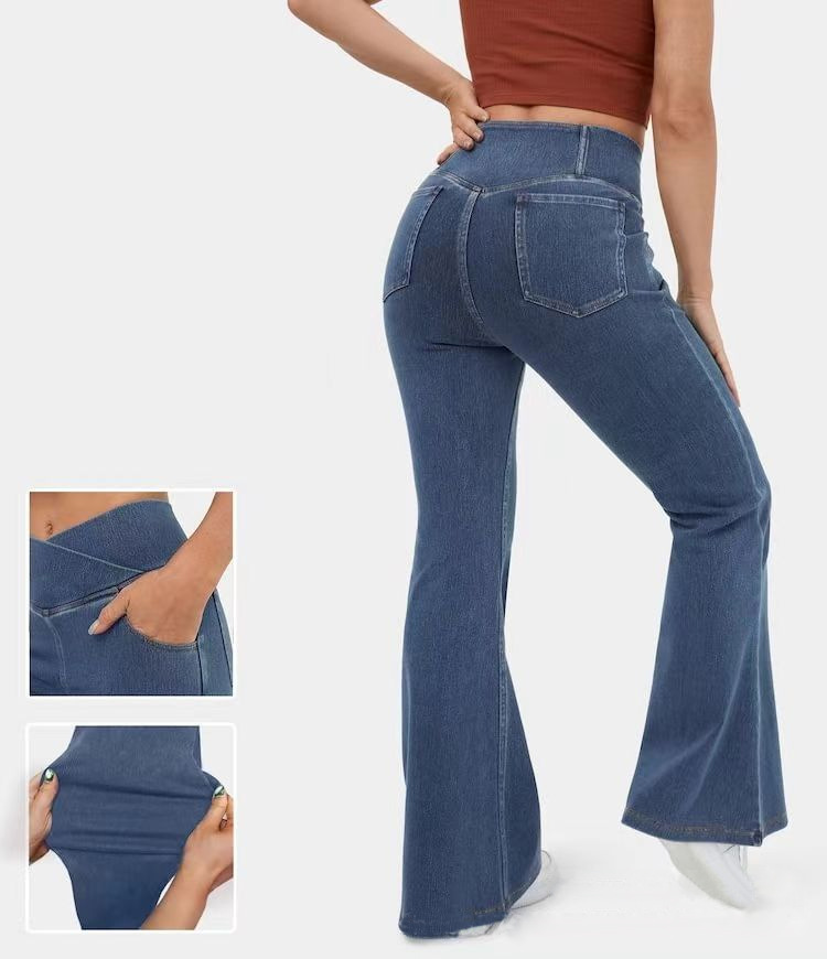 Cross Waist High Waist Flare Jeans | Curvy Fit ✨