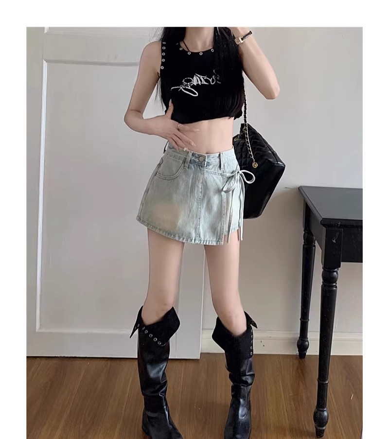 High-Waisted Vintage Denim Skirt