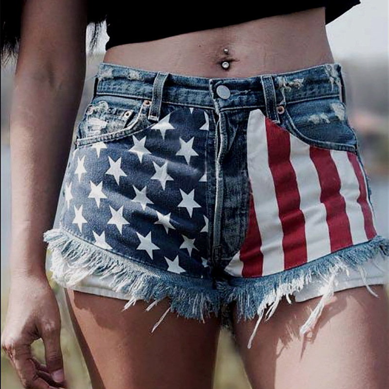 4Th of July Shorts Women American Flag Print Sexy Denim Jean Shorts Hot Pants