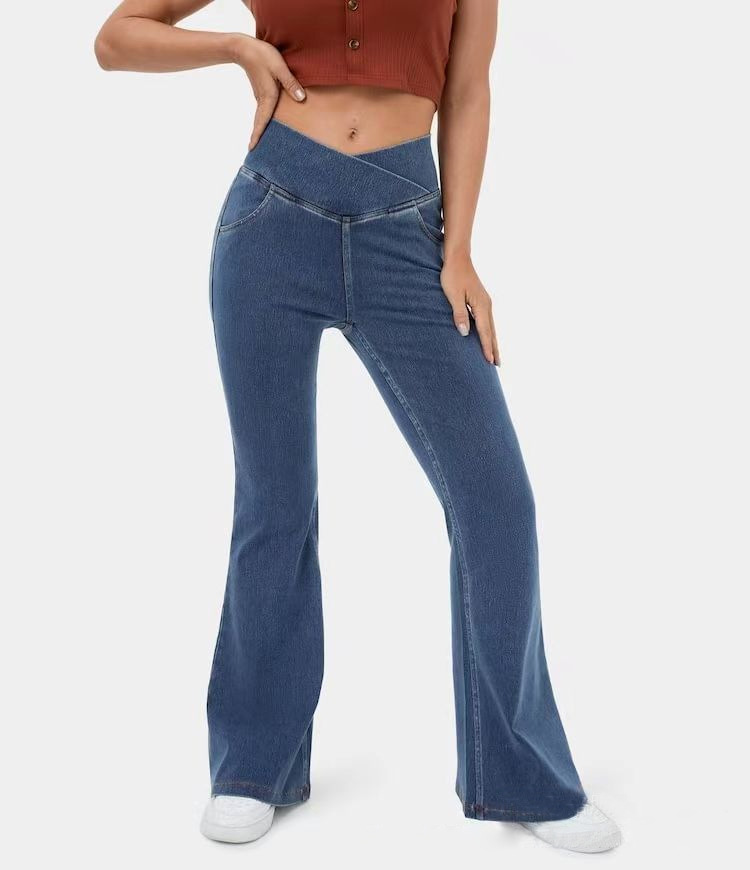 Cross Waist High Waist Flare Jeans | Curvy Fit ✨