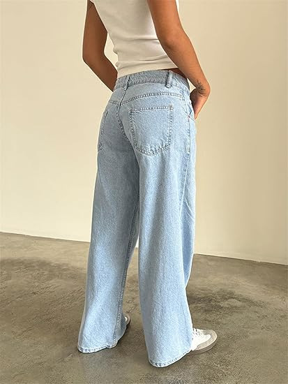 Low Rise Baggy Wide Leg Jeans | Y2K Dark Wash Denim ✨