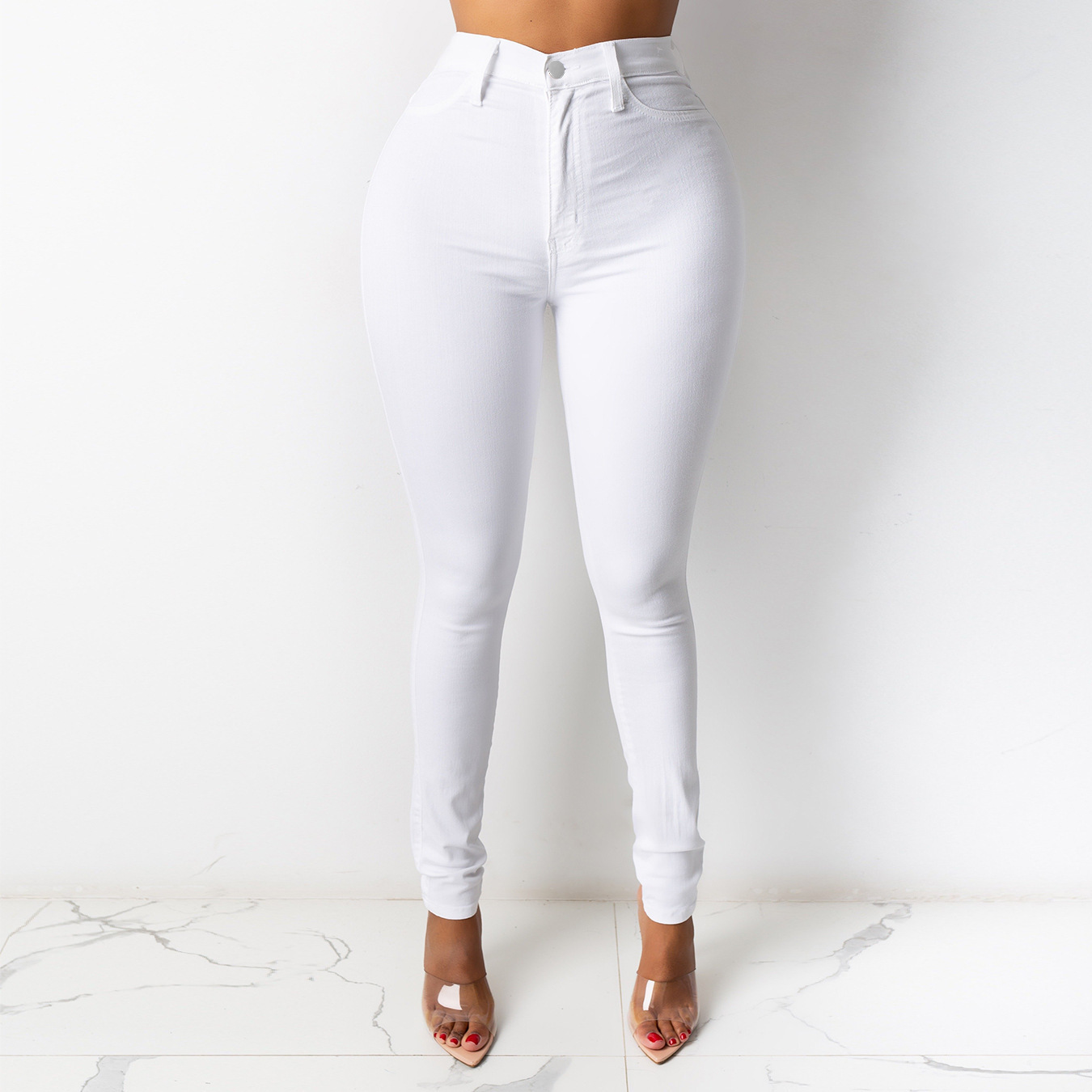 High Waist Butt Lifting White Skinny Jeans ✨