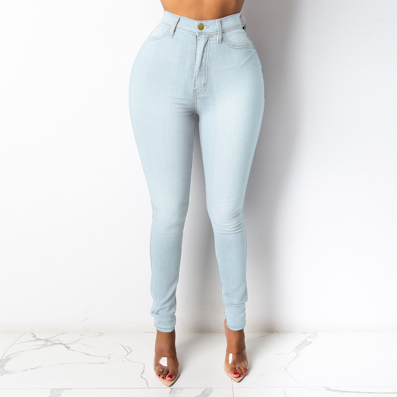 High Waist Butt Lifting White Skinny Jeans ✨