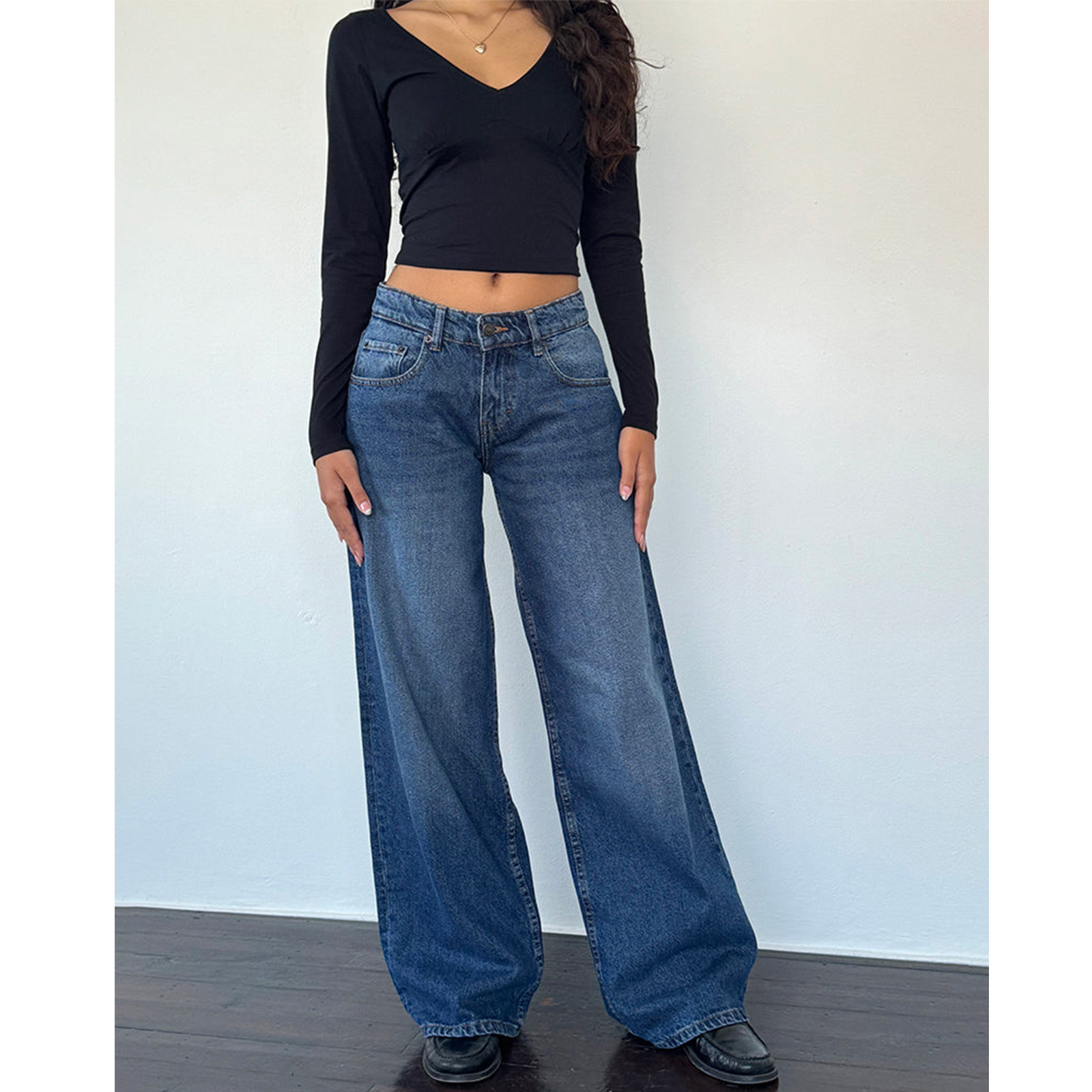 Low Rise Baggy Wide Leg Jeans | Y2K Dark Wash Denim ✨