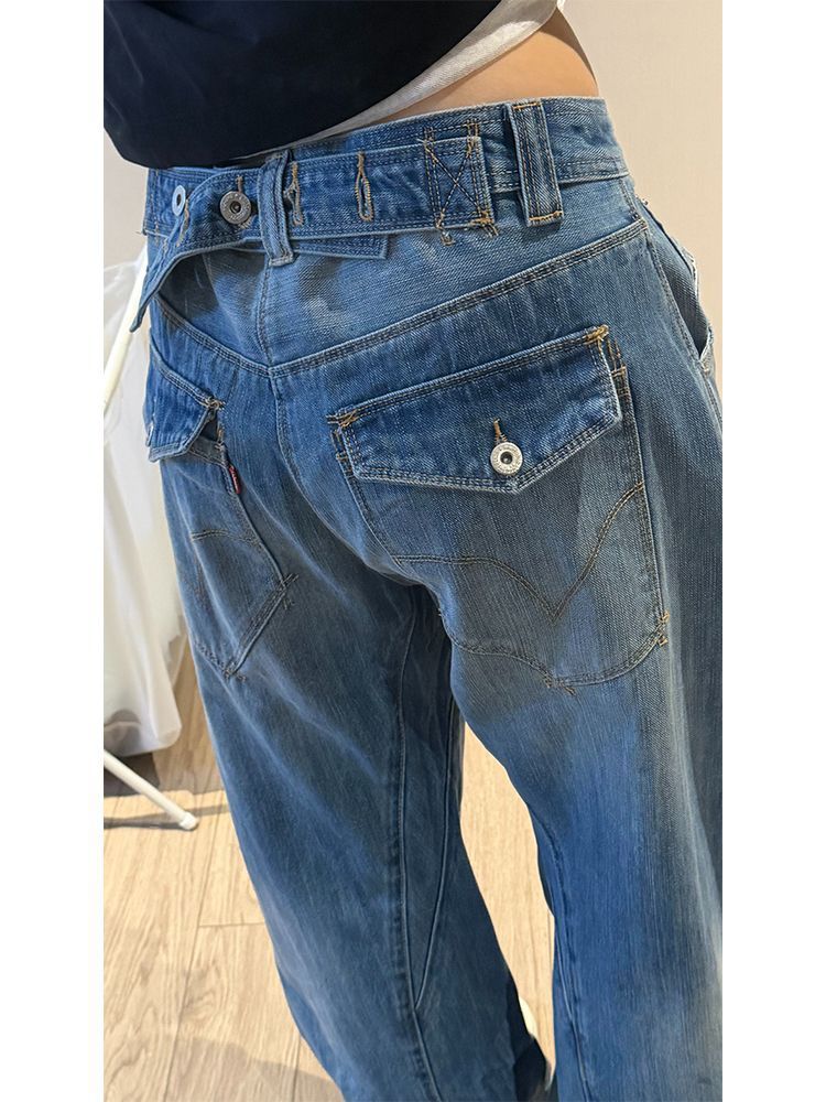 Low Waist Double Button Wide Leg Jeans | Y2K Denim ✨
