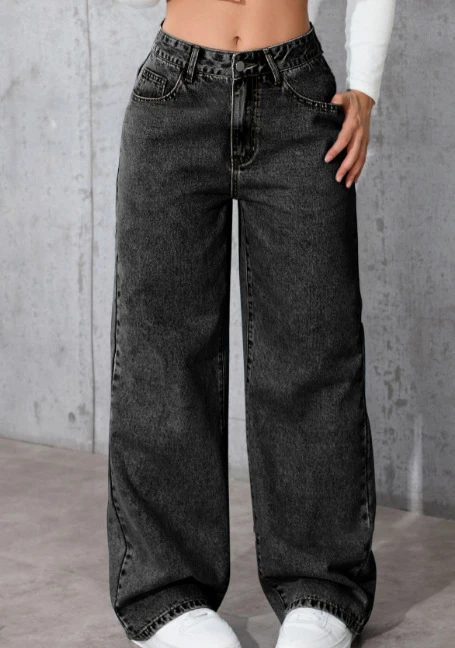 New Style Narrow-Cut Wide-Leg Stretch Pants — High-Waisted, Butt-Lifting, Straight-Leg, Loose-Fit Denim Trousers