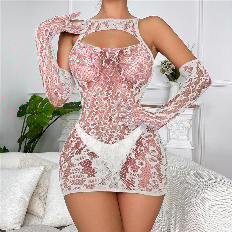 Mesh Skirt Hollow Glove Set