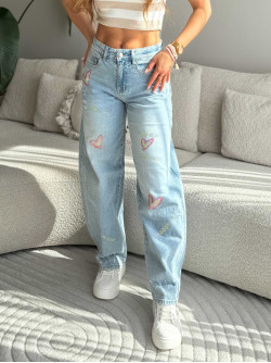 Crystal Hearts Barrel Jeans