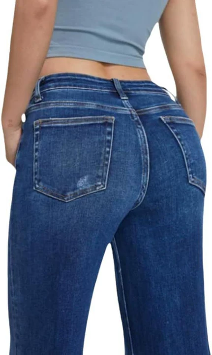 New Style Narrow-Cut Wide-Leg Stretch Pants — High-Waisted, Butt-Lifting, Straight-Leg, Loose-Fit Denim Trousers