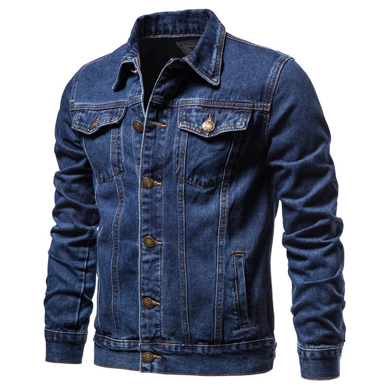 Men's Slim Fit Light Wash Denim Jacket | 85% Cotton Korean Style Casual Jean Coat for Spring Autumn
