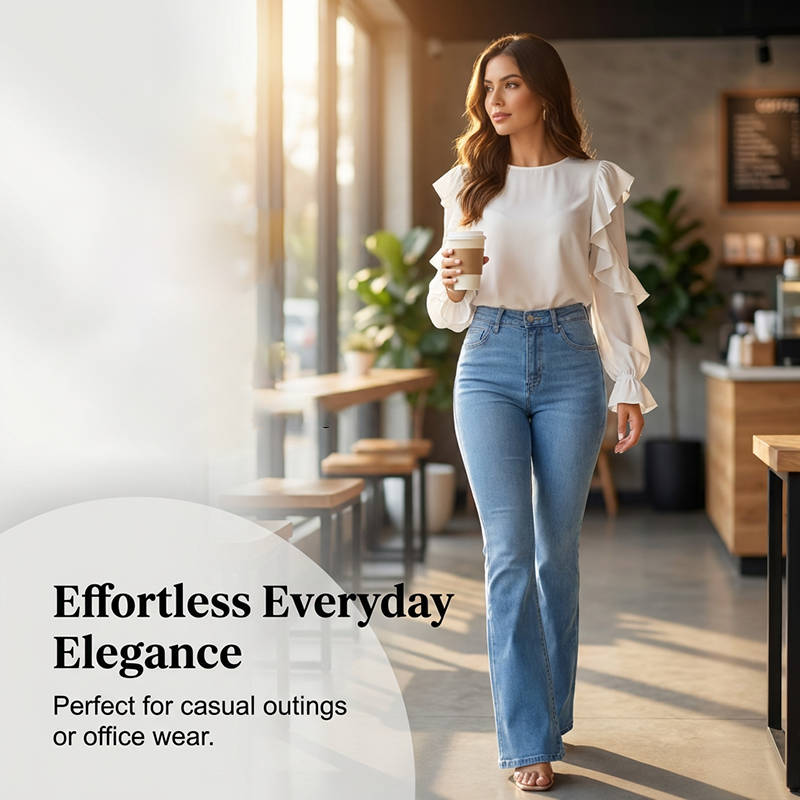 Jean évasé stretch taille haute pour femme