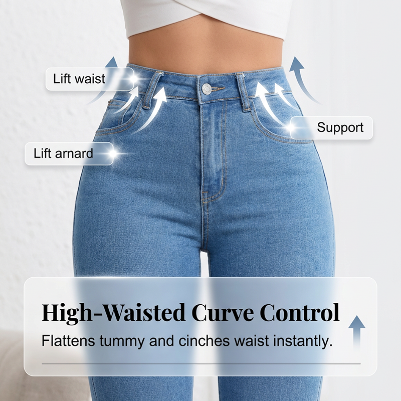 Jean évasé stretch taille haute pour femme