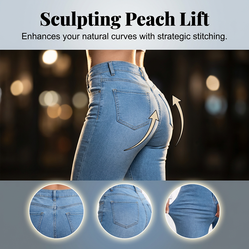 Jean évasé stretch taille haute pour femme