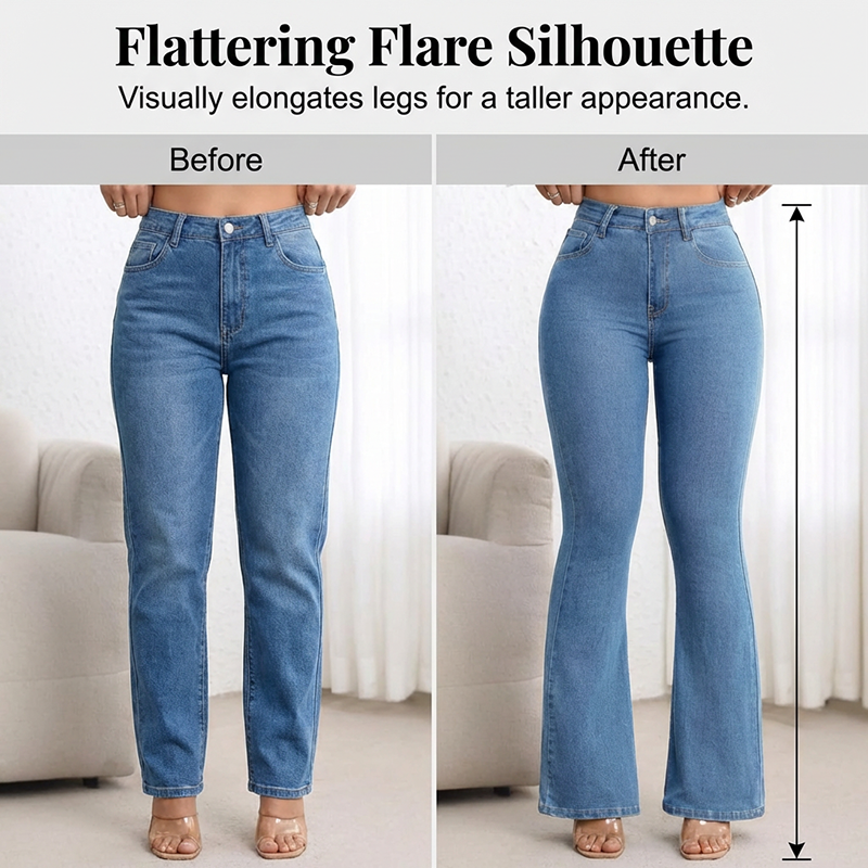 Women's high-waisted stretch flared jeans