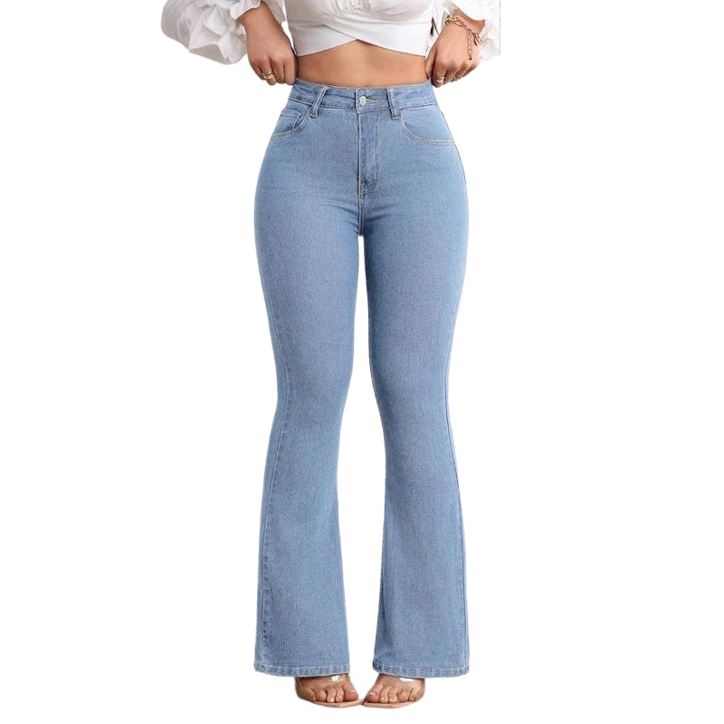 Jean évasé stretch taille haute pour femme