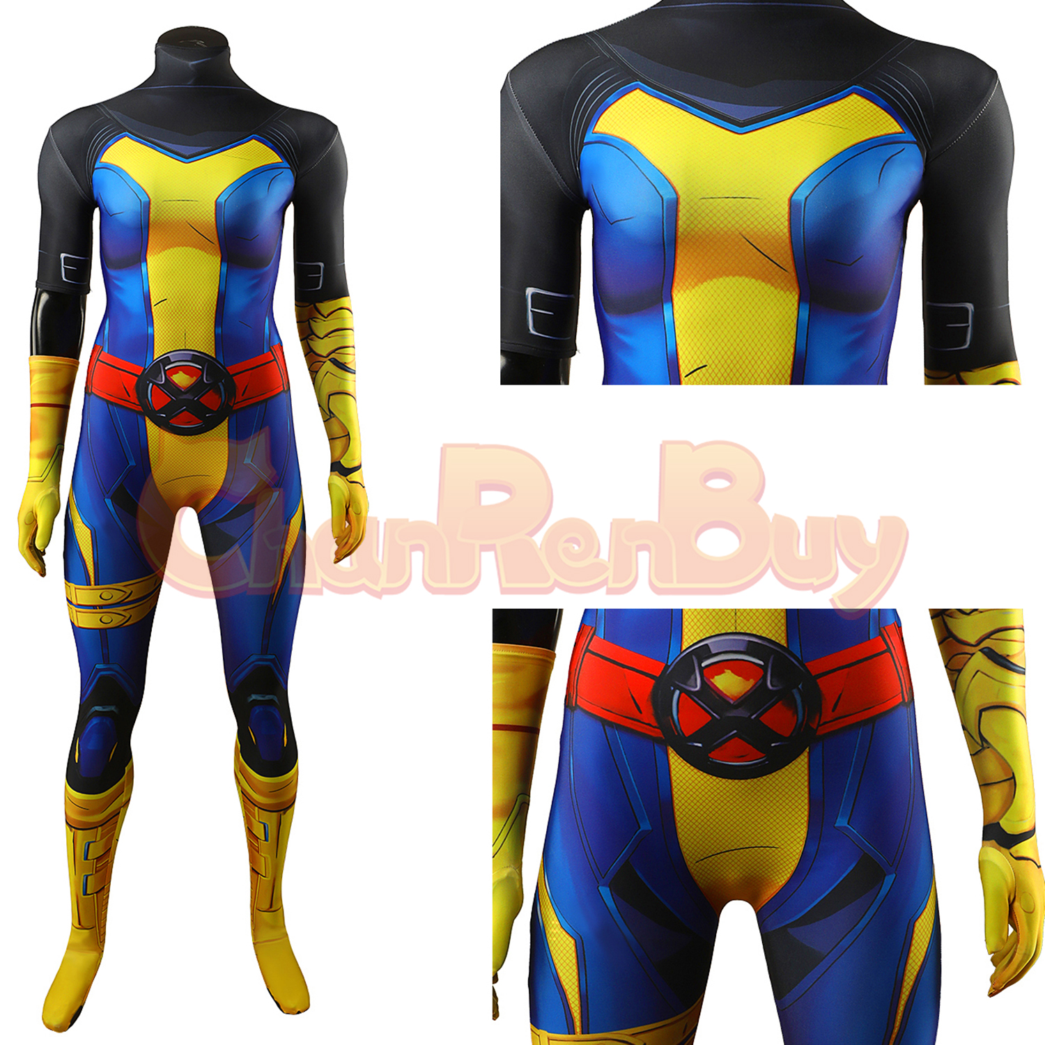 Retro X‑Uniform Magik Costume Marvel Rivals Bodysuit Cosplay for Adult Kids
