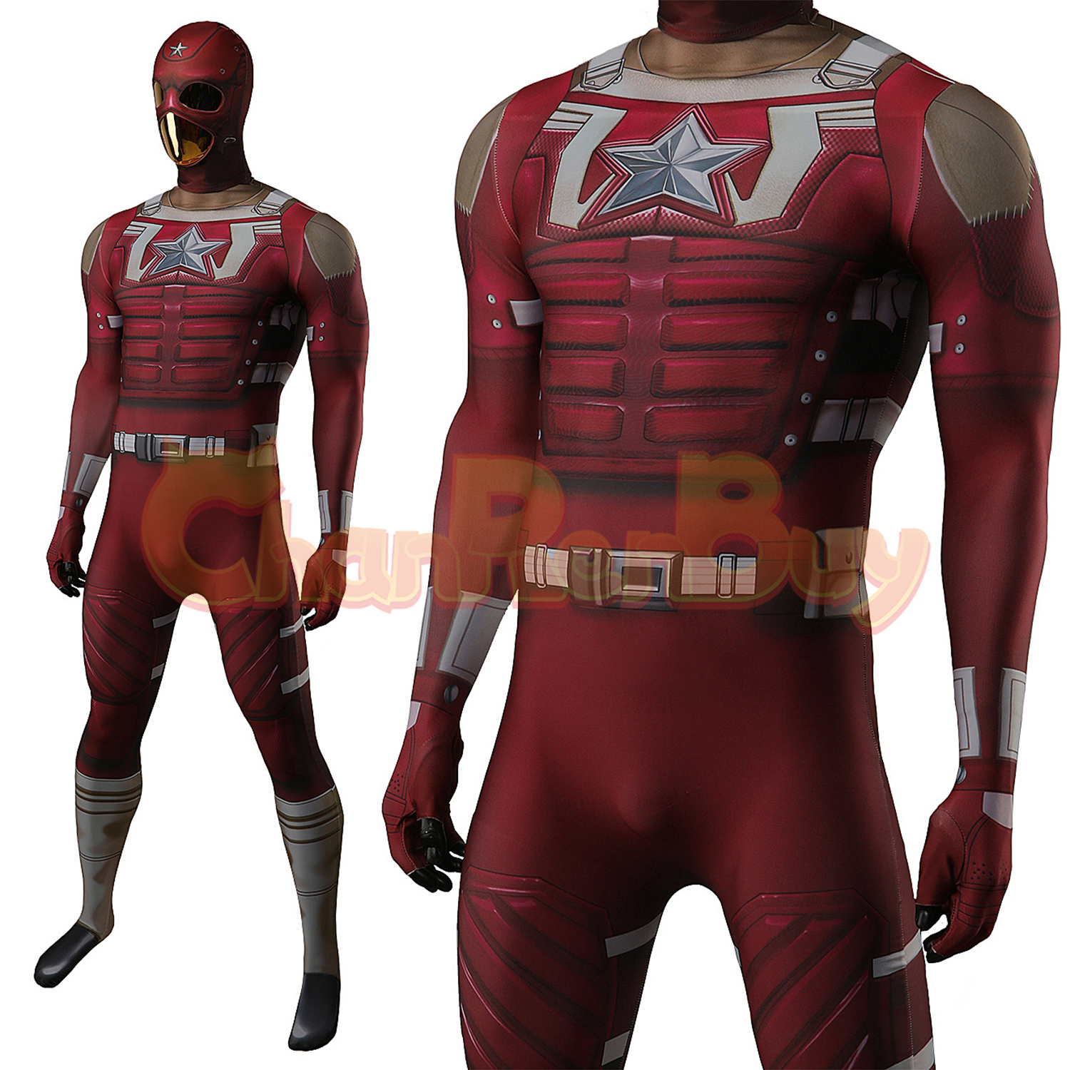 Red Guardian Costume Thunderbolts Bodysuit Cosplay for Adult Kids