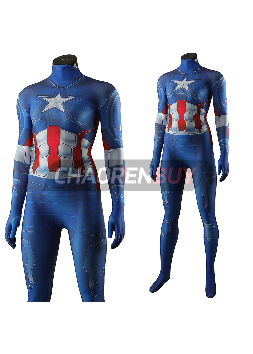 Captain America Costume Bodysuit Cosplay for Adult Kids Female Ver