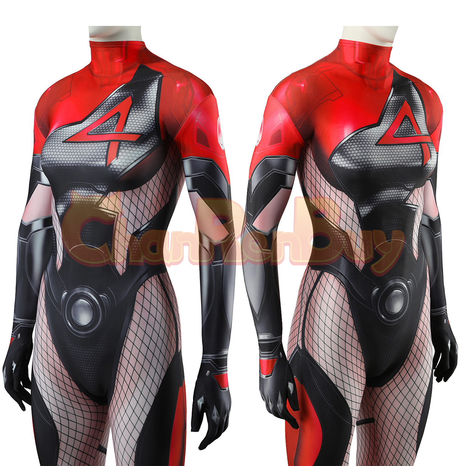 Invisible Woman Costume Marvel Rivals Bodysuit Cosplay Black Red Ver for Adult Kids