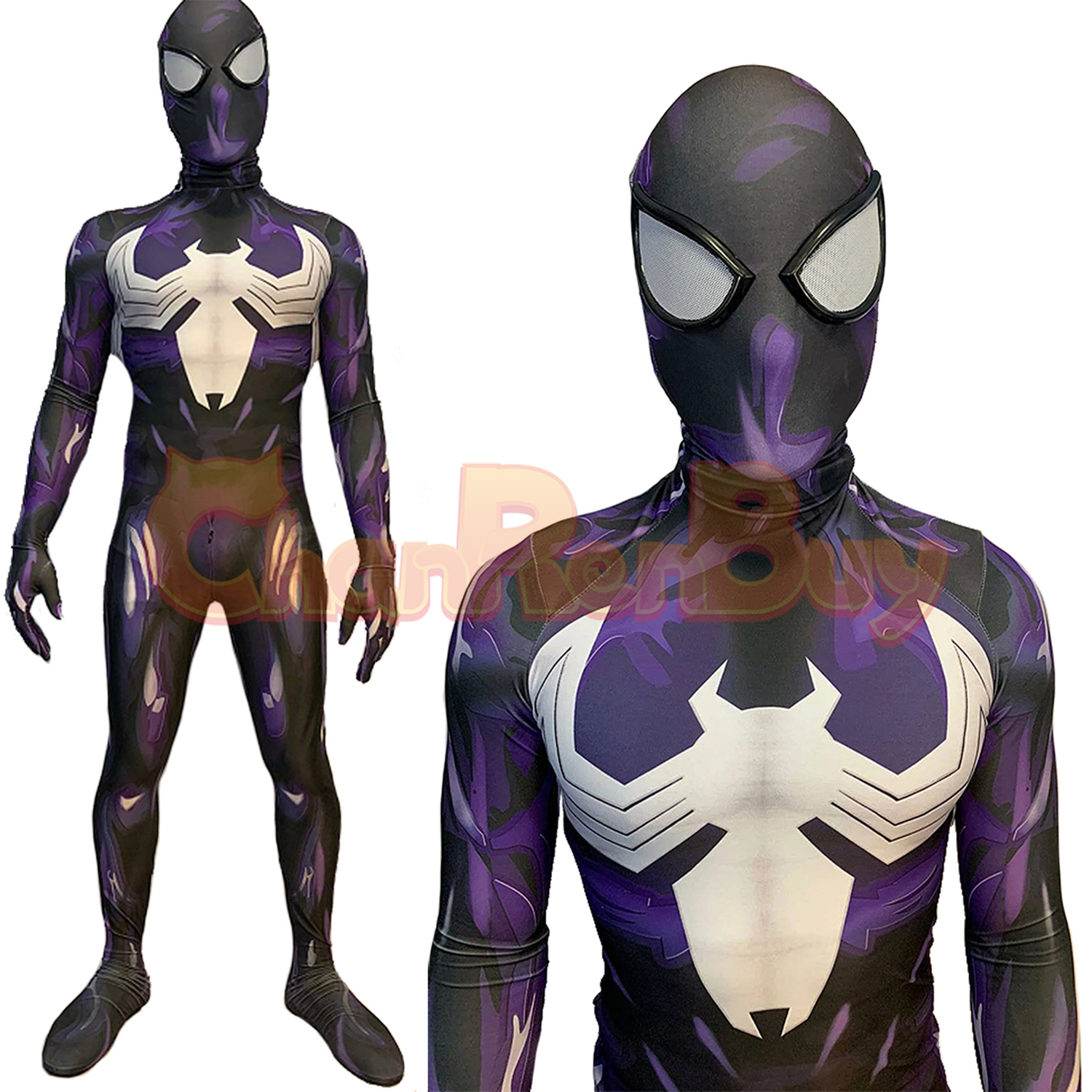 Symbiote Spiderman Costume Bodysuit Cosplay for Adult Kids