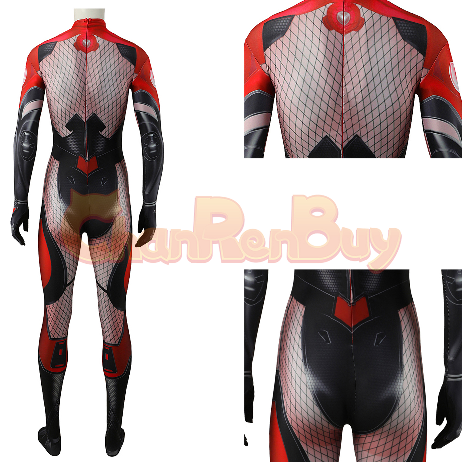 Invisible Woman Costume Marvel Rivals Bodysuit Cosplay Black Red Ver for Adult Kids