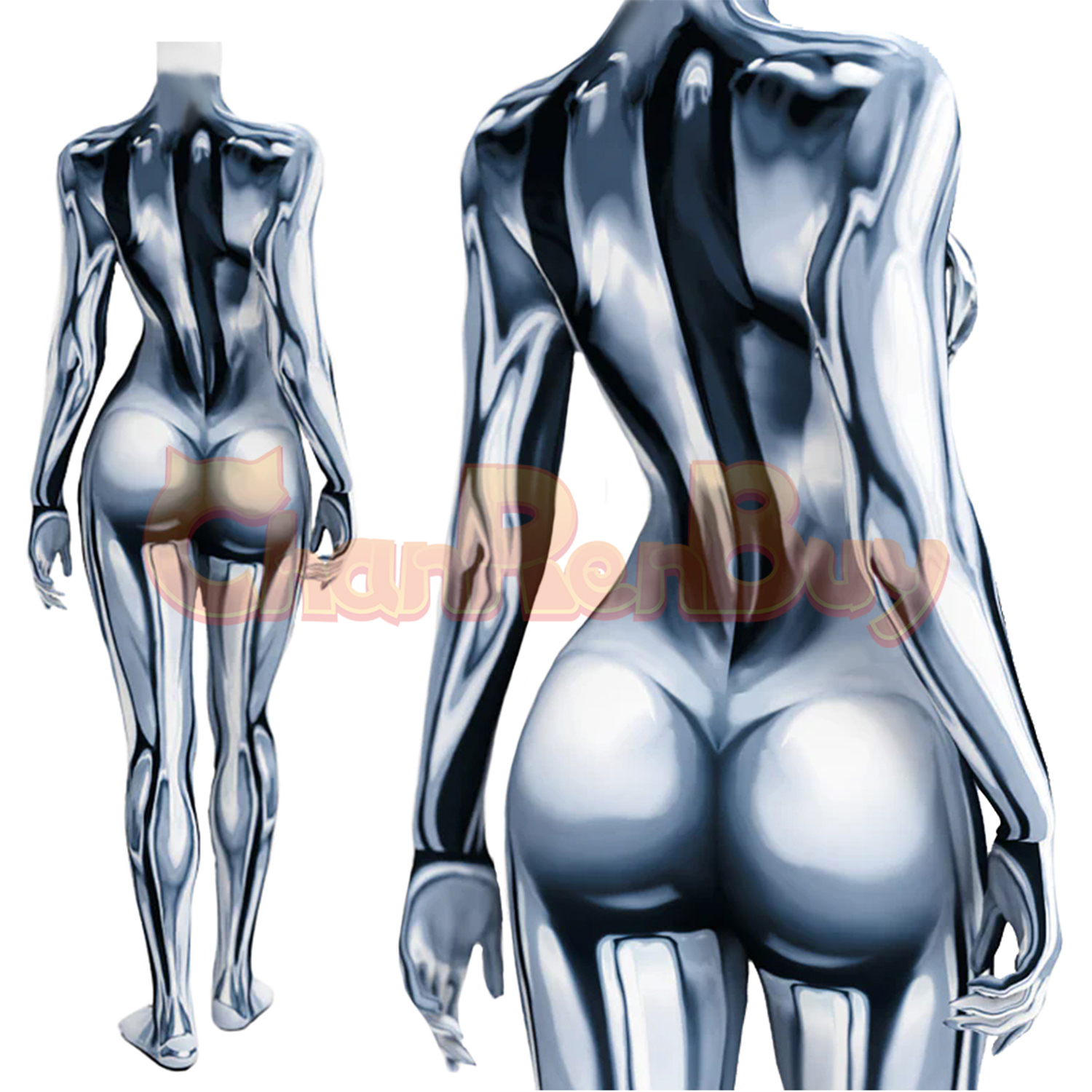 Silver Surfer Costume The Fantastic Four Shalla-Bal Bodysuit Cosplay for Adult Kids