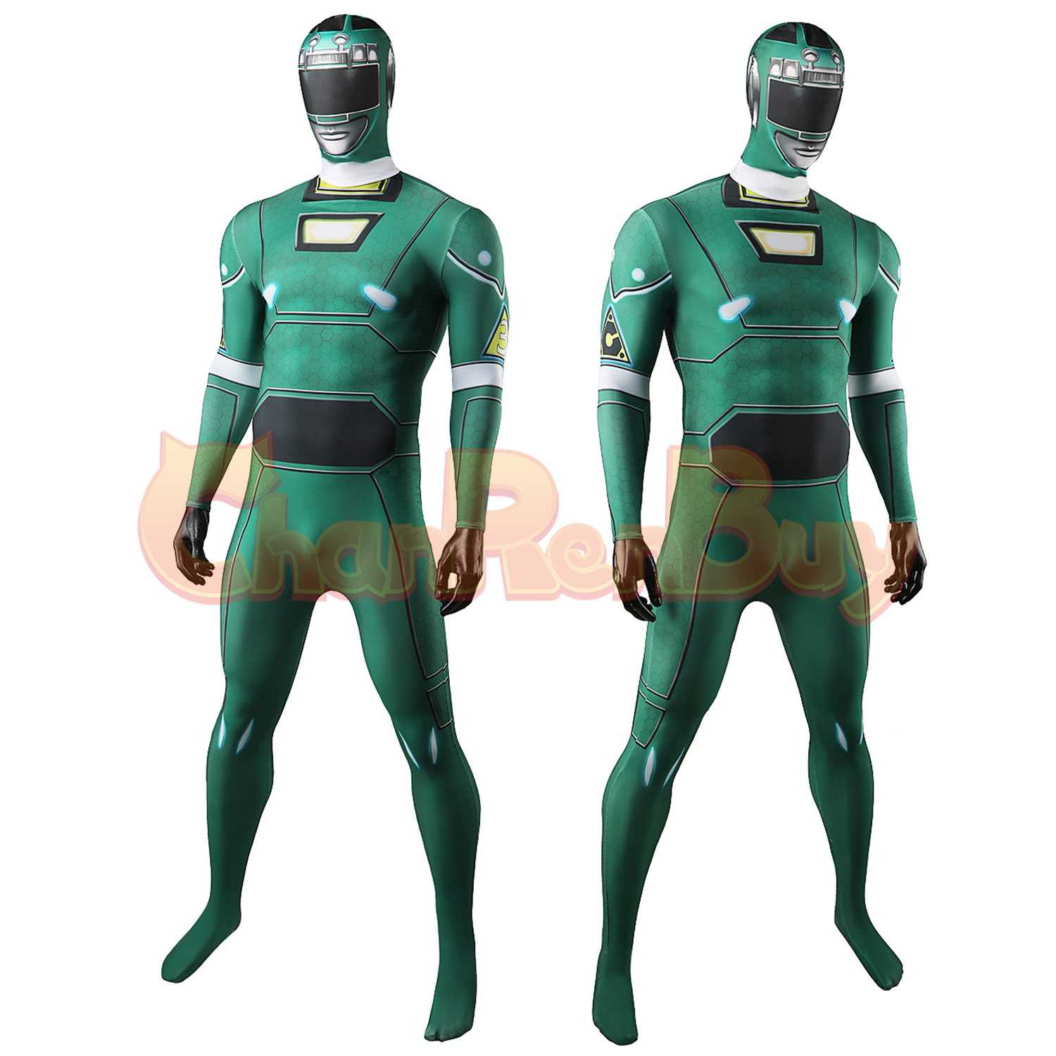 Green Racer Costume Gekisou Sentai Carranger Minoru Uesugi Bodysuit Cosplay for Adult Kids
