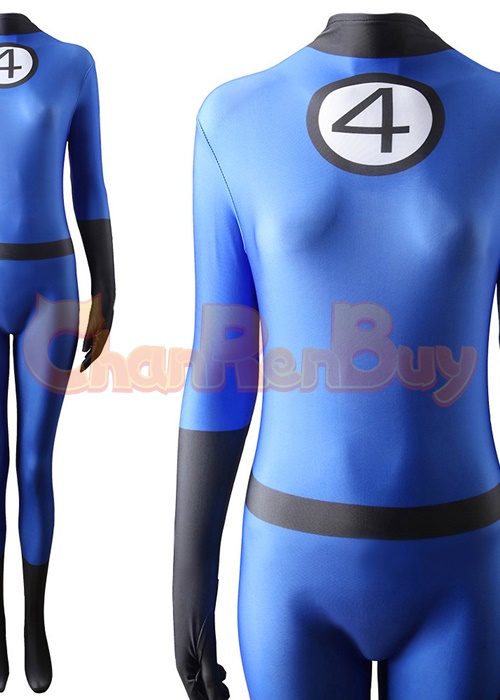 Fantastic Four Costume Cosplay Invisible Woman Bodysuit For Adult Kid