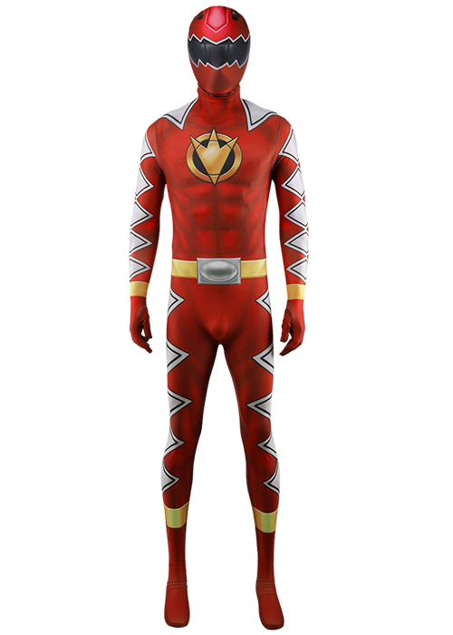 Red Ranger Costume Cosplay Dino Thunder Bodysuit for Adult Kid