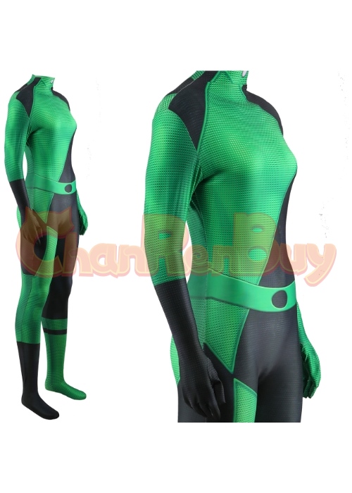 Kim Possible Corps Costume Cosplay Shego Bodysuit for Adult Kid