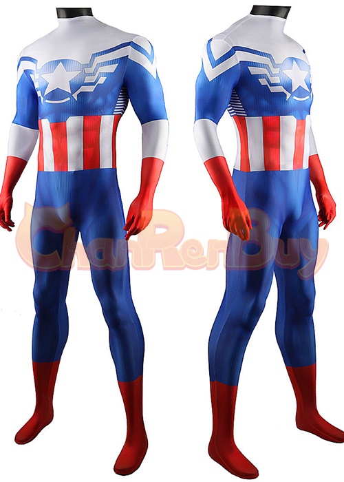 Captain America Sam Wilson Costume Cosplay Bodysuit for Adult Kid ...