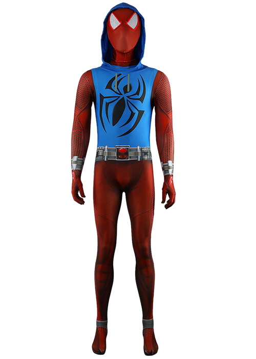Spider-Man: Across the Spider-Verse Scarlet Spider Ben Reilly Costume Cosplay Bodysuit for Adult Kid
