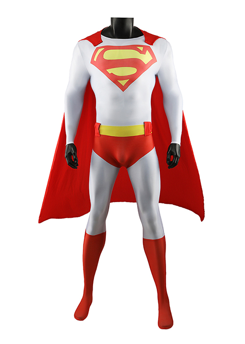White Superman Costume Cosplay Bodysuit For Adult Kid Ver.6