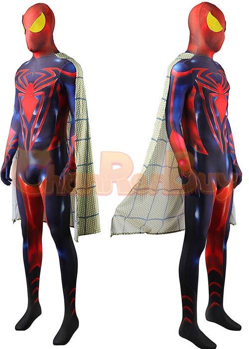 Spider-Man Unlimited Spiderman Costume Cosplay Bodysuit with Cloak Bulture Version for Adult Kid