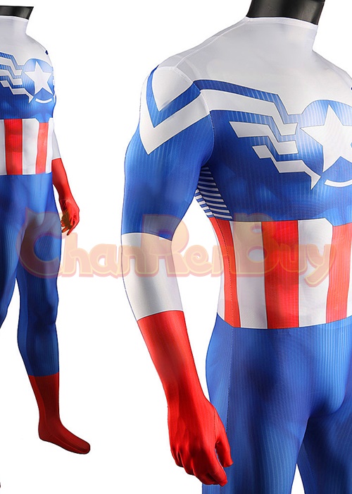 Captain America Sam Wilson Costume Cosplay Bodysuit for Adult Kid