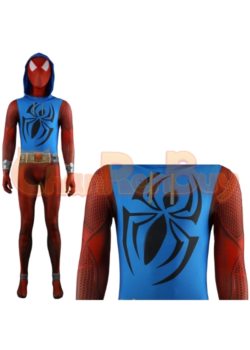 Spider-Man: Across the Spider-Verse Scarlet Spider Ben Reilly Costume Cosplay Bodysuit for Adult Kid