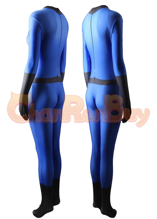 Fantastic Four Costume Cosplay Invisible Woman Bodysuit For Adult Kid