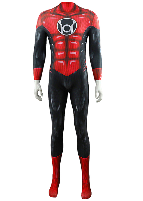 Green Lantern Red Lantern Corps Costume Cosplay Bodysuit for Adult Kid