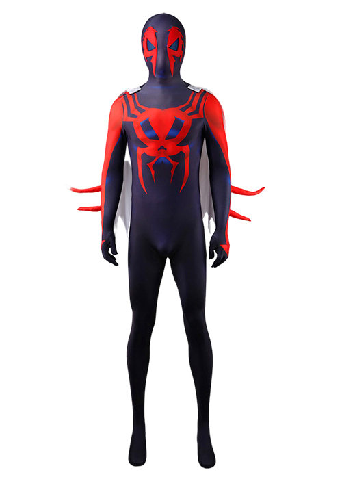Spider-Man 2099 Costume Cosplay Spider-Man Bodysuit with Cloak for Adult Kid