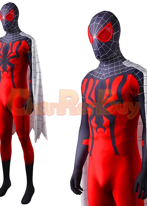 Spider-Man: Into the Spider-Verse Spiderman Costume Cosplay Bodysuit with Cloak for Adult Kid