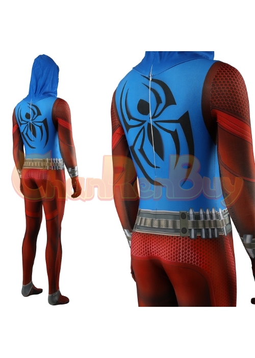 Spider-Man: Across the Spider-Verse Scarlet Spider Ben Reilly Costume Cosplay Bodysuit for Adult Kid
