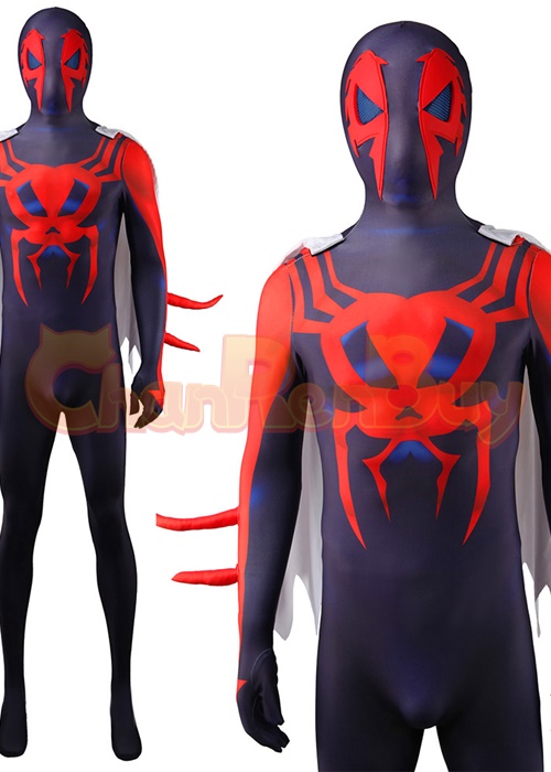 Spider-Man 2099 Costume Cosplay Spider-Man Bodysuit with Cloak for Adult Kid