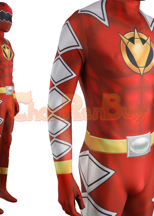 Red Ranger Costume Cosplay Dino Thunder Bodysuit for Adult Kid