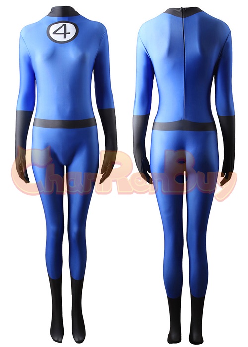 Fantastic Four Costume Cosplay Invisible Woman Bodysuit For Adult Kid