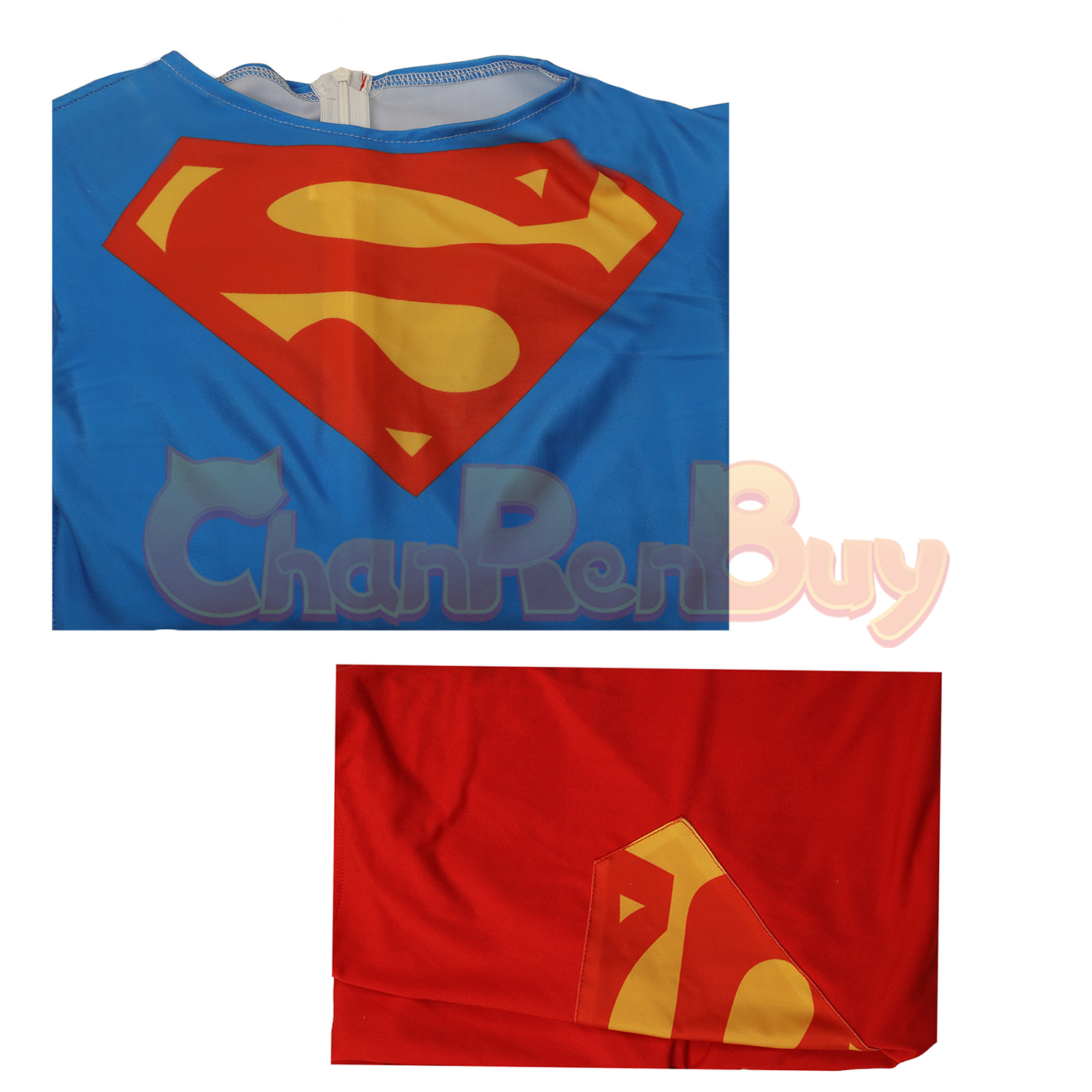 Superhero Man Costume Bodysuit Cosplay Female Ver for Adult Kids with Cloak