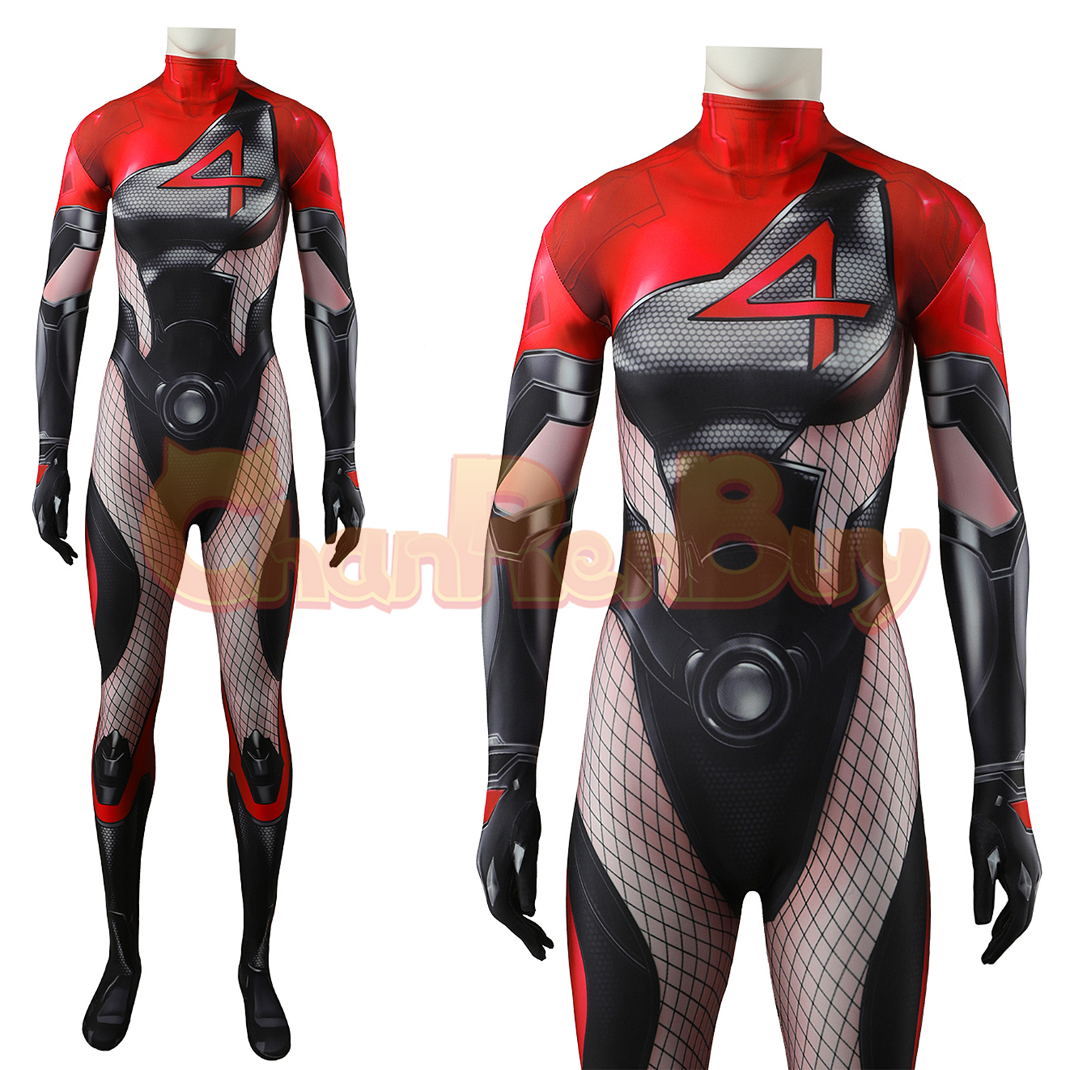 Invisible Woman Costume Marvel Rivals Bodysuit Cosplay Black Red Ver for Adult Kids